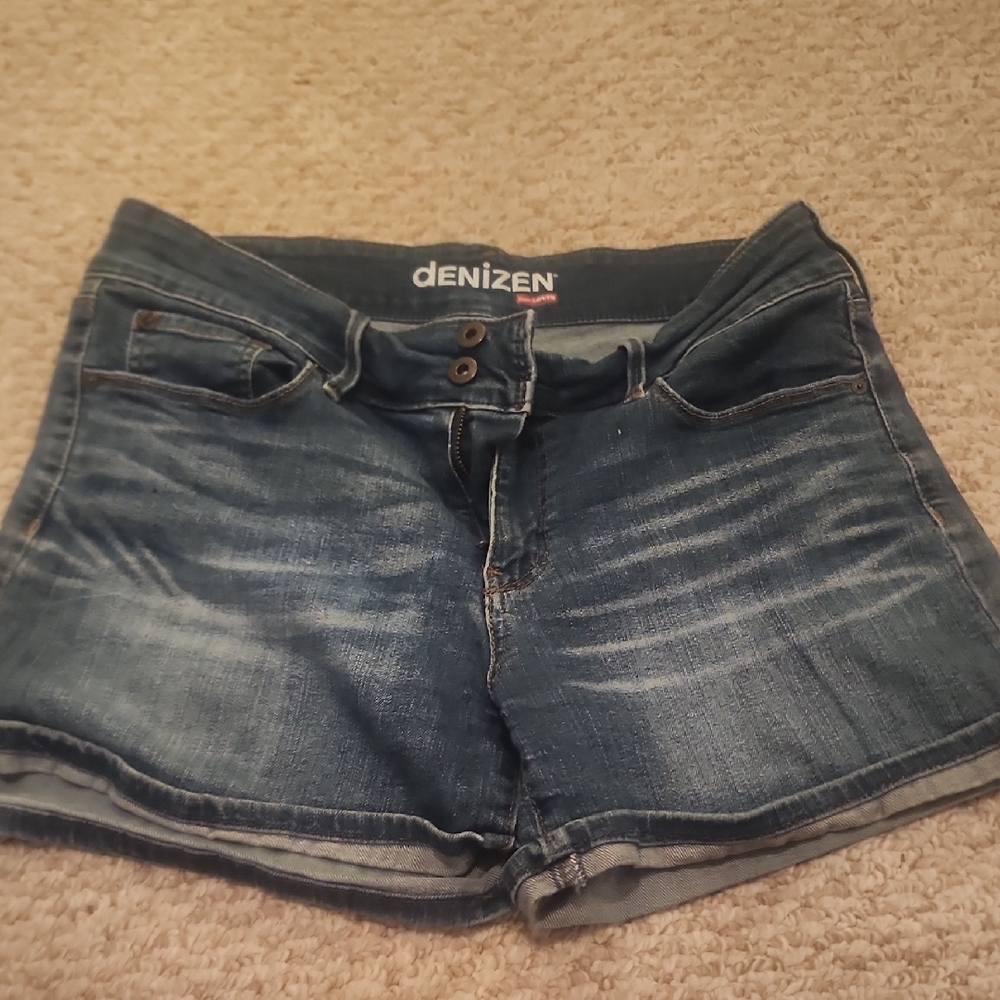 Denizen from Levi's Blue Jean Shorts with Distressed Finish